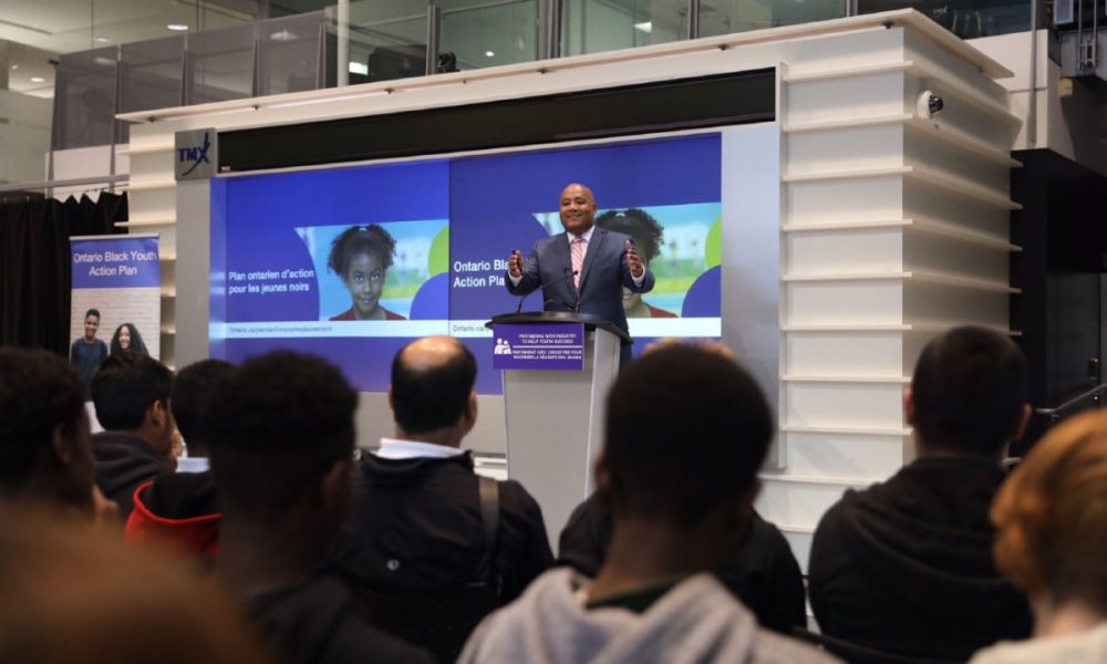 Michael Coteau, minister of Children and Youth Services, announces a program to encourage Black youth to enter careers in finance, engineering and business.
